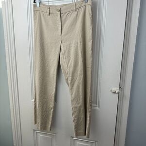 J Jill Pants Womens 8 Beige Linen Stretch Tapered Cropped *Hem Issue